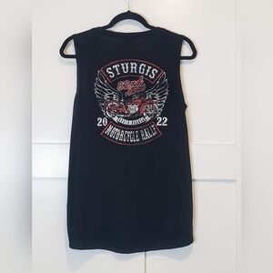 Sturgis 2022 Womens Size Large Motorcycle Rally Tank Top Black Semi Sheer